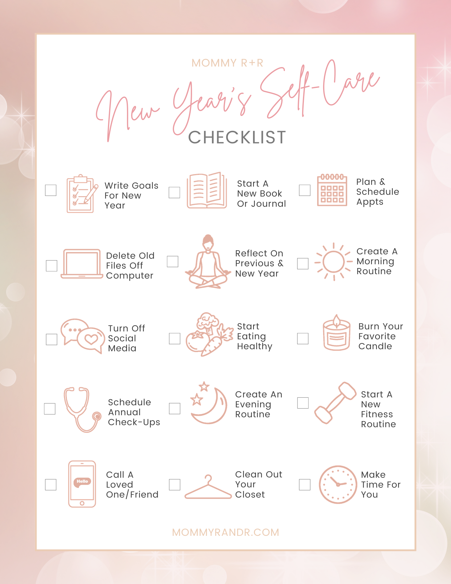 New Year's SelfCare Checklist {FREE Printable Two Designs}